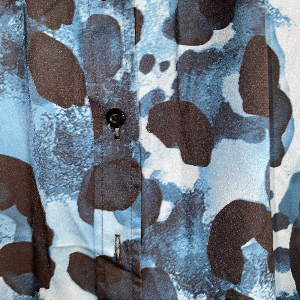 NWT Topshop Satin Blue Animal Print Button Down - Picture 4 of 6